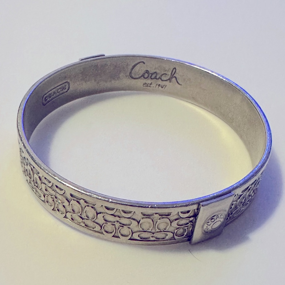 Coach Monogram Signature C Silver Tone Bangle‎ Bracelet